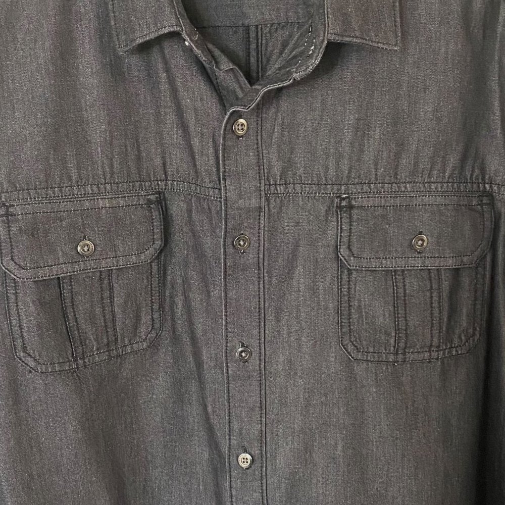 Rock & Republic Button-Up Shirt Mens XXL Dark Gray Denim Casual Long Sleeve - Picture 6 of 15